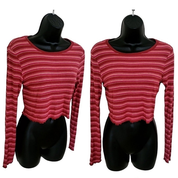 wild fable Tops - 💎Wild Fable Red & Pink Striped Long Sleeve Top💎